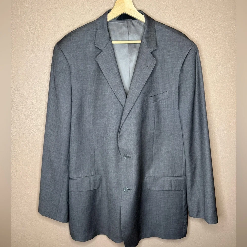 Baroni Men's Gray 100% Wool Classic Suit Coat Blazer Size 46L Special Event